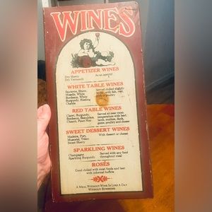 Stars and Stripes Vintage 1950s Wine Menu Board Sign Appetizer White Red Dessert
